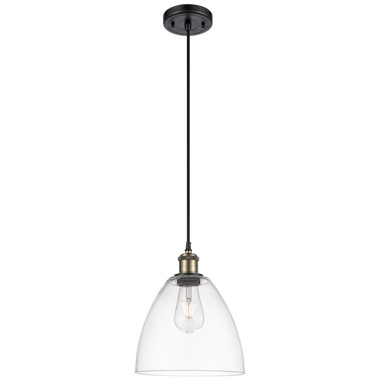 Image 1 Ballston Bristol Glass 9" LED Mini Pendant - Black Antique Brass - Cle