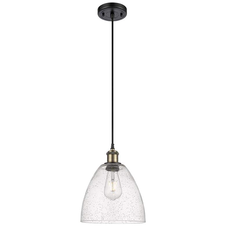 Image 1 Ballston Bristol Glass 9" LED Mini Pendant - Black Antique Brass - See