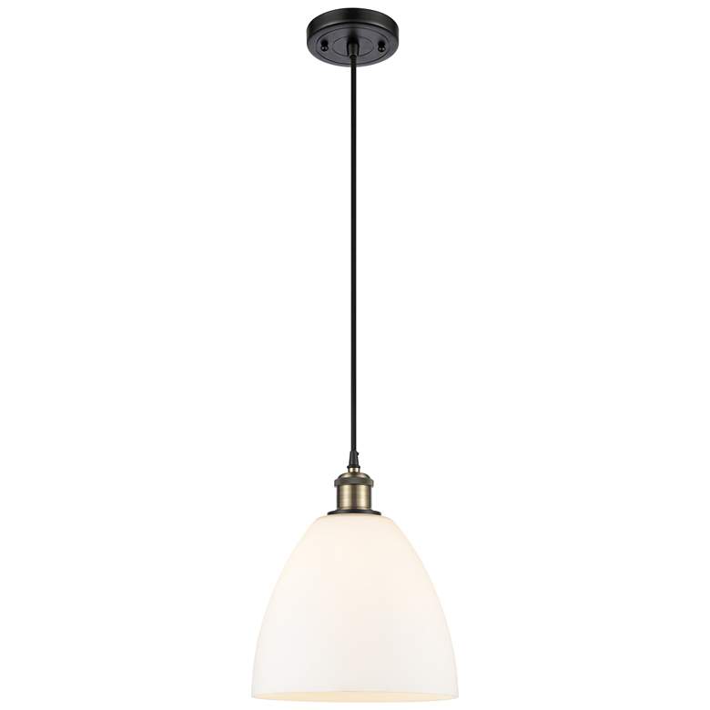 Image 1 Ballston Bristol Glass 9" LED Mini Pendant - Black Brass - Matte White