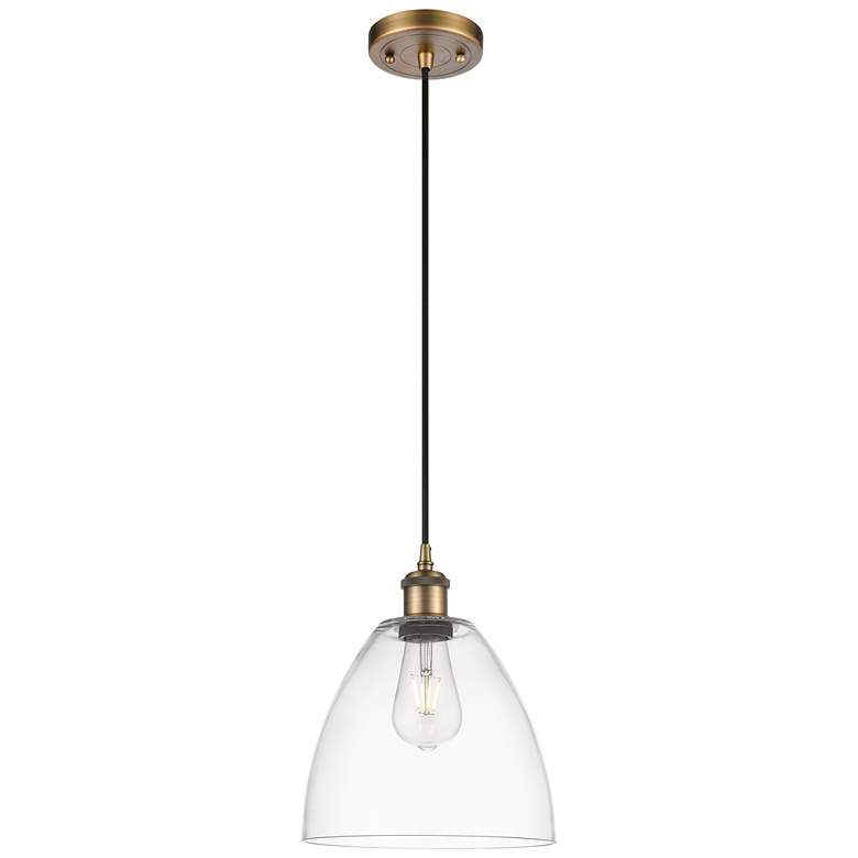 Image 1 Ballston Bristol Glass 9" LED Mini Pendant - Brushed Brass - Clear Sha