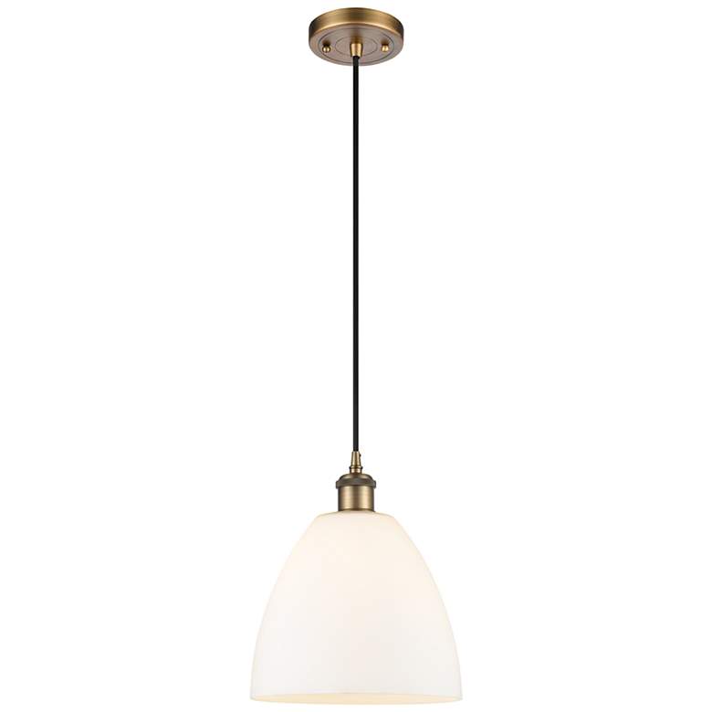 Image 1 Ballston Bristol Glass 9" LED Mini Pendant - Brushed Brass - Matte Whi
