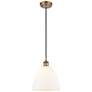 1_Ballston Bristol Glass 9" LED Mini Pendant - Brushed Brass - Matte Whi