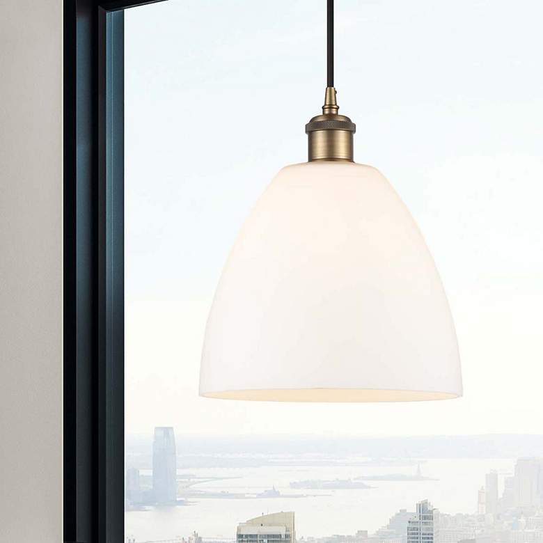 Image 2 Ballston Bristol Glass 9" LED Mini Pendant - Brushed Brass - Matte Whi more views