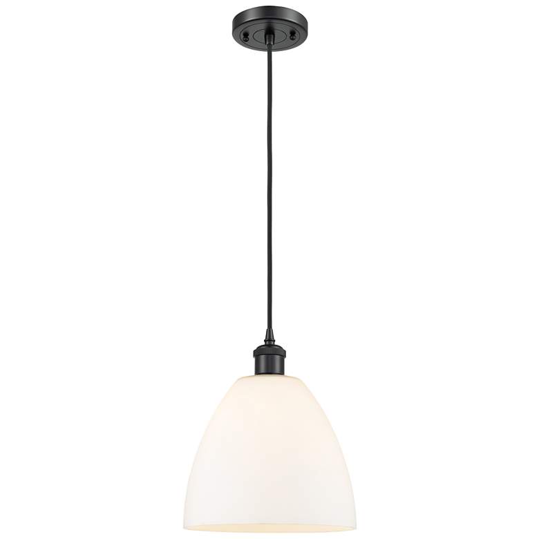 Image 1 Ballston Bristol Glass 9" LED Mini Pendant - Matte Black - Matte White