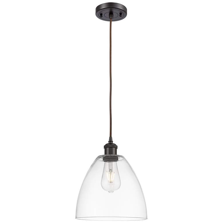 Image 1 Ballston Bristol Glass 9" LED Mini Pendant - Oil Rubbed Bronze - Clear