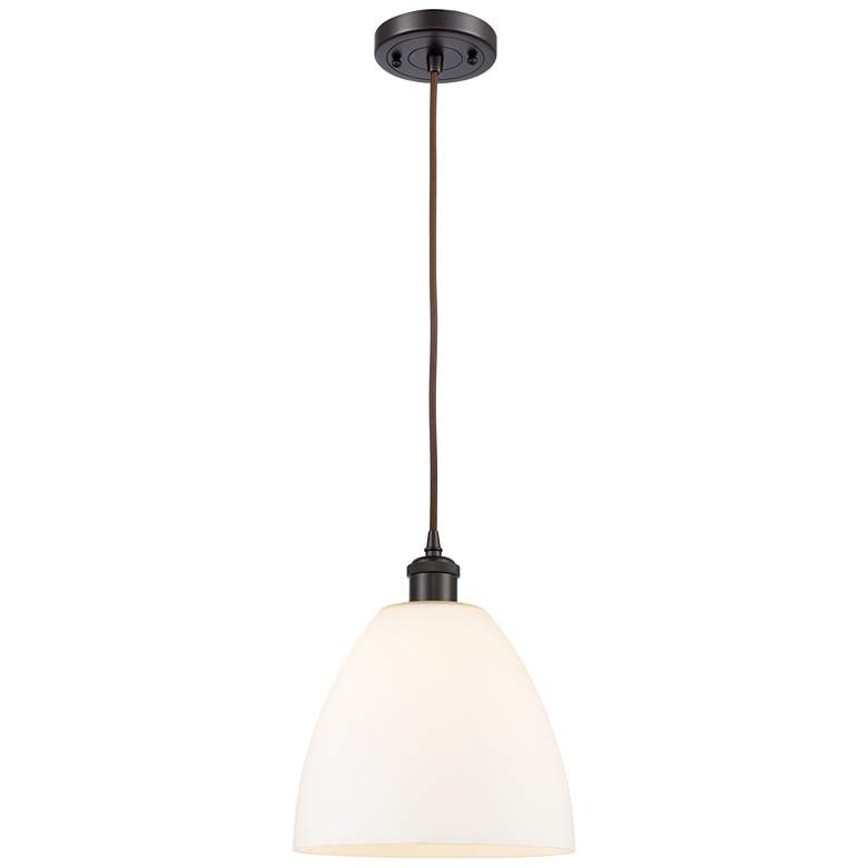 Image 1 Ballston Bristol Glass 9" LED Mini Pendant - Oil Rubbed Bronze - White