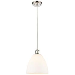 Ballston Bristol Glass 9" LED Mini Pendant - Polished Nickel - Matte W