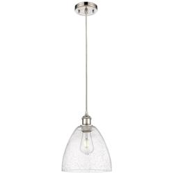 Ballston Bristol Glass 9" LED Mini Pendant - Polished Nickel - Seedy S