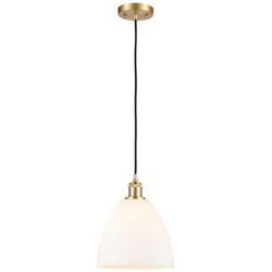 Ballston Bristol Glass 9" LED Mini Pendant - Satin Gold - Matte White