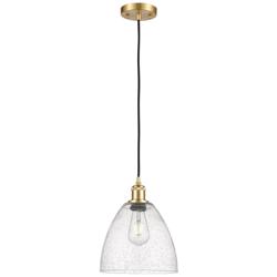 Ballston Bristol Glass 9" LED Mini Pendant - Satin Gold - Seedy Shade