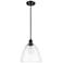 Ballston Bristol Glass 9" Matte Black Corded Mini Pendant w/ Clear Sha