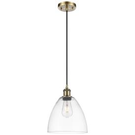 Ballston Bristol Glass 9" Mini Pendant - Antique Brass - Clear Shade Ballston Bristol Glass 9" Mini Pendant - Antique Brass - Clear Shade