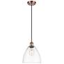 Ballston Bristol Glass 9" Mini Pendant - Antique Copper - Clear Shade