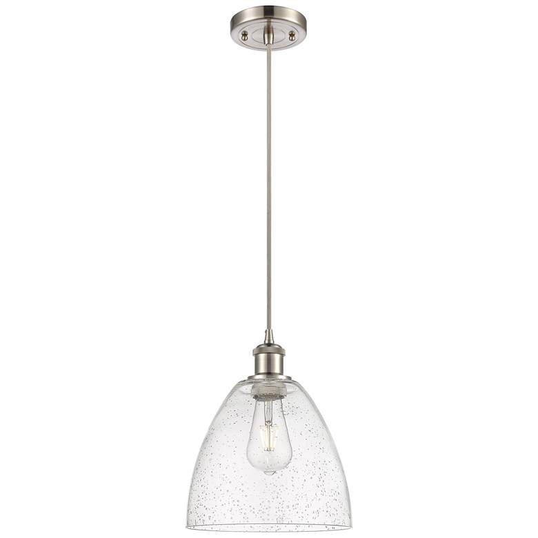 Image 1 Ballston Bristol Glass 9 inch Mini Pendant - Brushed Satin Nickel - Seedy 