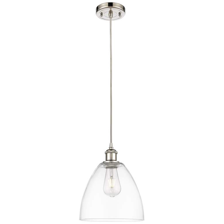 Image 1 Ballston Bristol Glass 9" Mini Pendant - Polished Nickel - Clear Shade