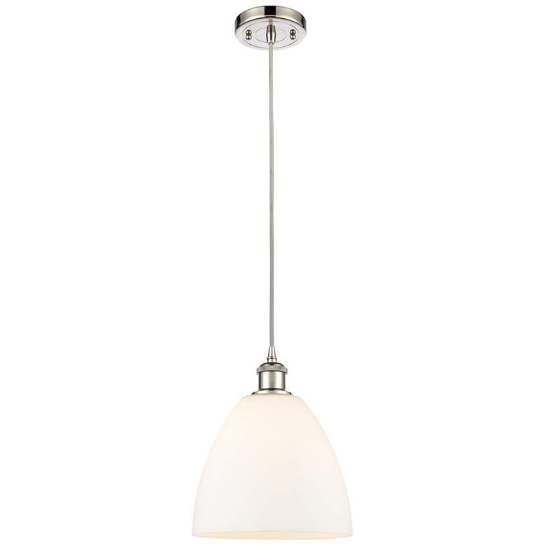 Image 1 Ballston Bristol Glass 9 inch Mini Pendant - Polished Nickel - Matte White