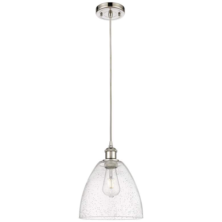 Image 1 Ballston Bristol Glass 9" Mini Pendant - Polished Nickel - Seedy Shade