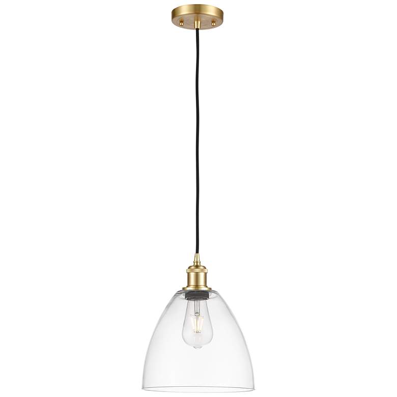 Image 1 Ballston Bristol Glass 9" Mini Pendant - Satin Gold - Clear Shade
