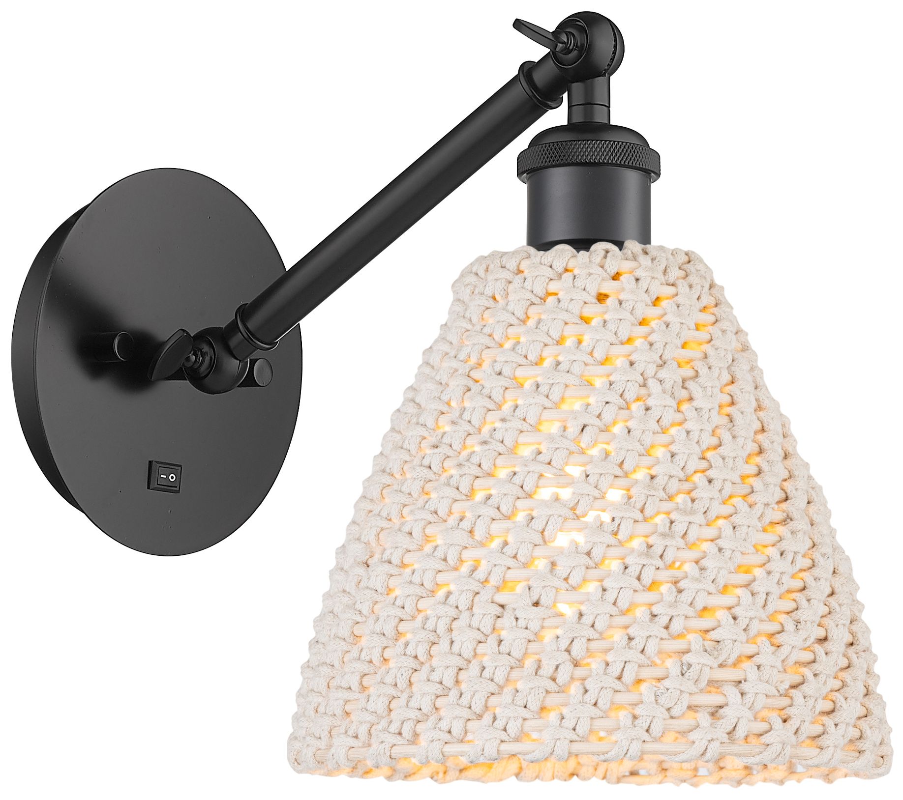 Ballston Bristol Natural 10" High Matte Black Adjustable Sconce With