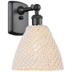 Ballston Bristol Natural 11" High Matte Black Sconce With