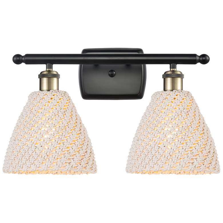 Image 1 Ballston Bristol Natural 18"W 2 Light Black Antique Brass Vanity Light