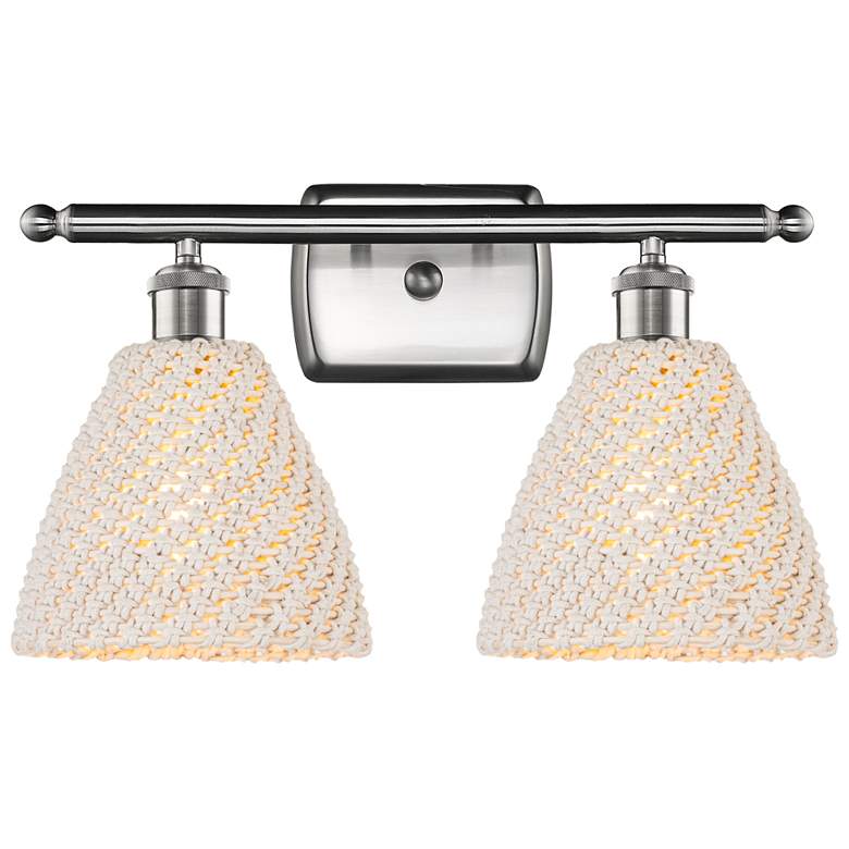 Image 1 Ballston Bristol Natural 18"W 2 Light Brushed Satin Nickel Bath Light