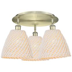 Ballston Bristol Natural 21" Wide 3 Light Antique Brass Flush Mount