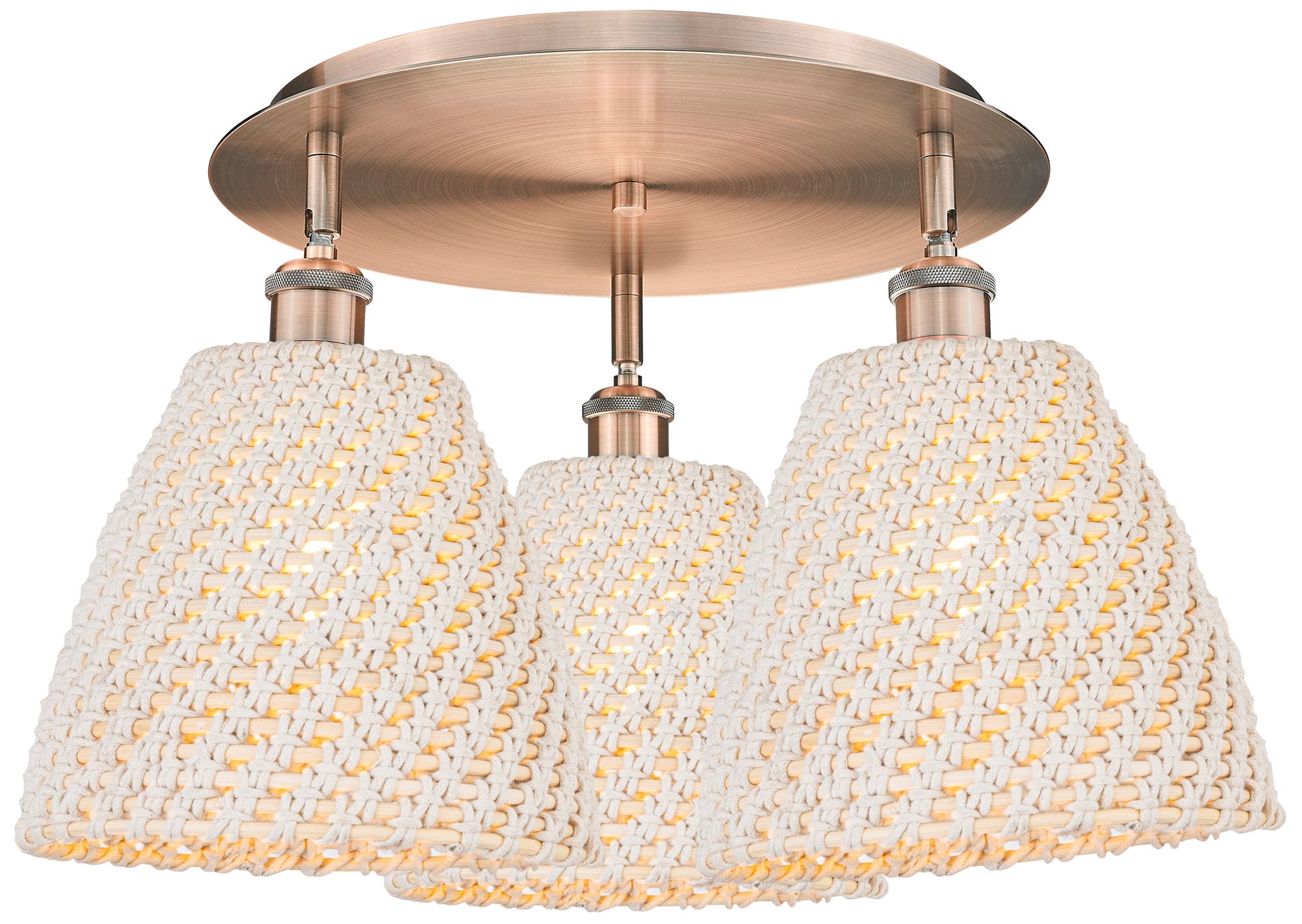 Ballston Bristol Natural 21" Wide 3 Light Antique Copper Flush Mount