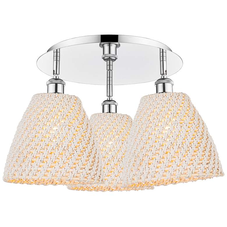 Image 1 Ballston Bristol Natural 21" Wide 3 Light Polished Chrome Flush Mount