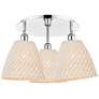 Ballston Bristol Natural 21" Wide 3 Light Polished Chrome Flush Mount