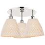 Ballston Bristol Natural 21" Wide 3 Light Polished Nickel Flush Mount