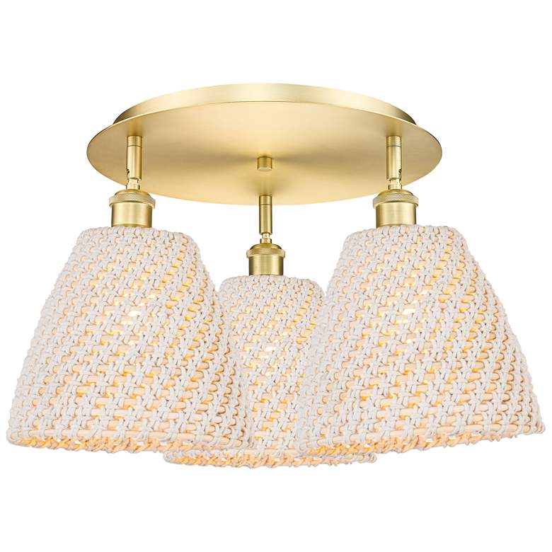 Image 1 Ballston Bristol Natural 21" Wide 3 Light Satin Gold Flush Mount With