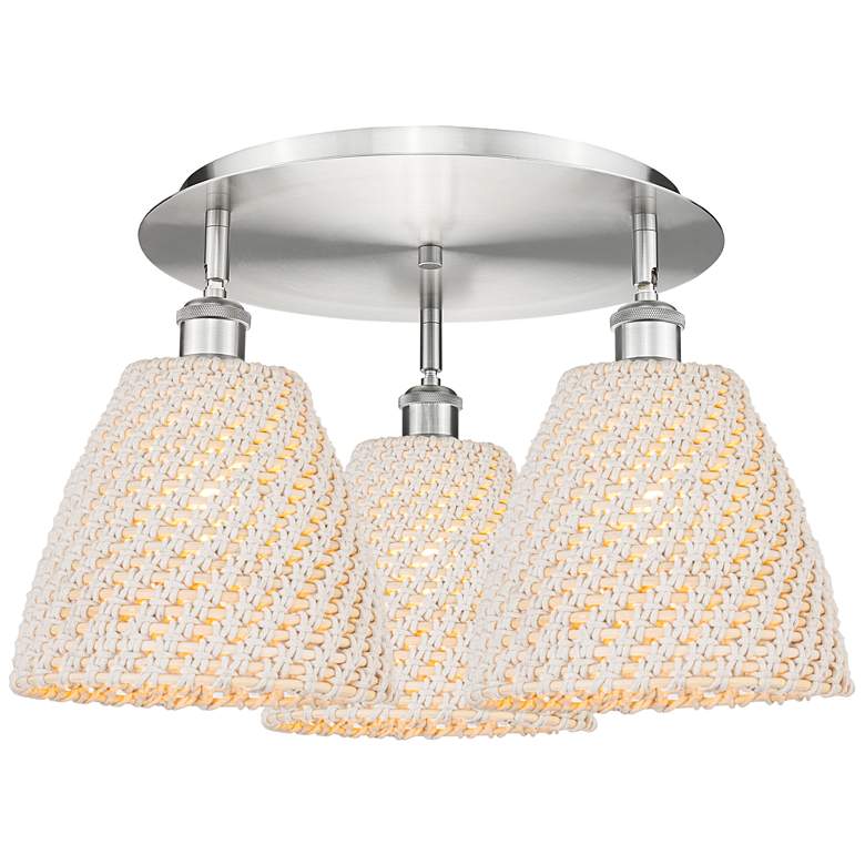 Image 1 Ballston Bristol Natural 21" Wide 3 Light Satin Nickel Flush Mount
