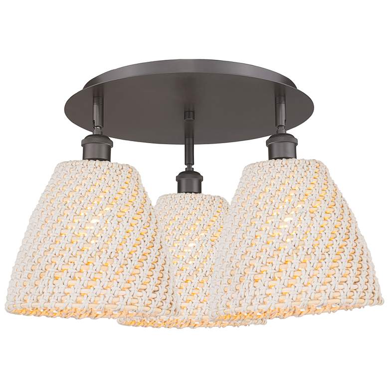 Image 1 Ballston Bristol Natural 21" Wide 3-Lt Oil Rubbed Bronze Flush Mount
