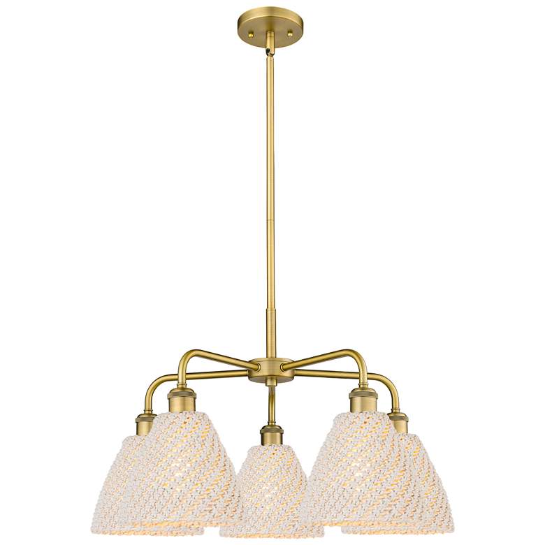 Image 1 Ballston Bristol Natural 26"W 5 Light Brushed Brass Stem Chandelier