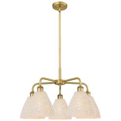 Ballston Bristol Natural 26"W 5 Light Brushed Brass Stem Chandelier
