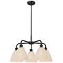 Ballston Bristol Natural 26"W 5 Light Matte Black Stem Hung Chandelier