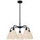 Ballston Bristol Natural 26"W 5 Light Matte Black Stem Hung Chandelier