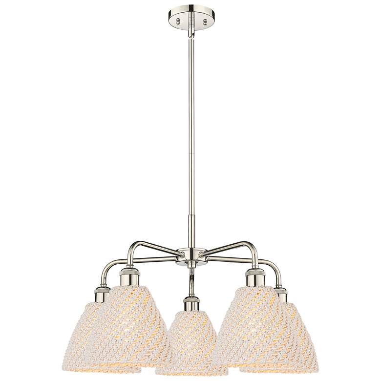 Image 1 Ballston Bristol Natural 26"W 5 Light Polished Nickel Stem Chandelier