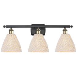 Ballston Bristol Natural 28"W 3 Light Black Antique Brass Vanity Light