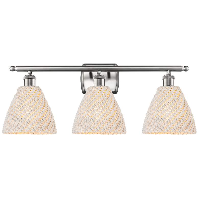 Image 1 Ballston Bristol Natural 28"W 3 Light Brushed Satin Nickel Bath Light