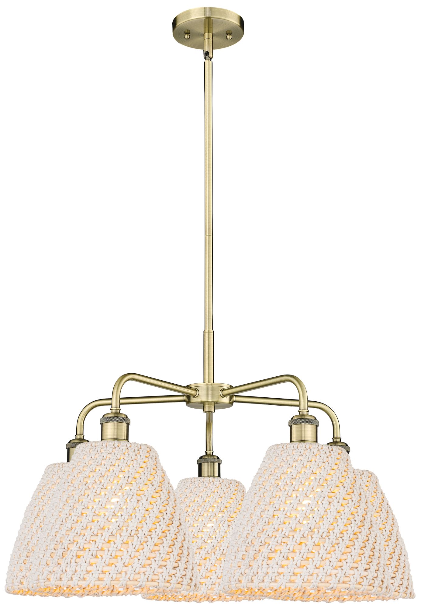 Ballston Bristol Natural 28"W 5 Light Brass Stem Hung Chandelier