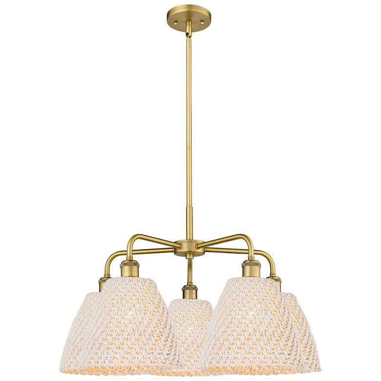 Image 1 Ballston Bristol Natural 28"W 5 Light Brushed Brass Stem Chandelier