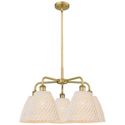 Ballston Bristol Natural 28"W 5 Light Brushed Brass Stem Chandelier