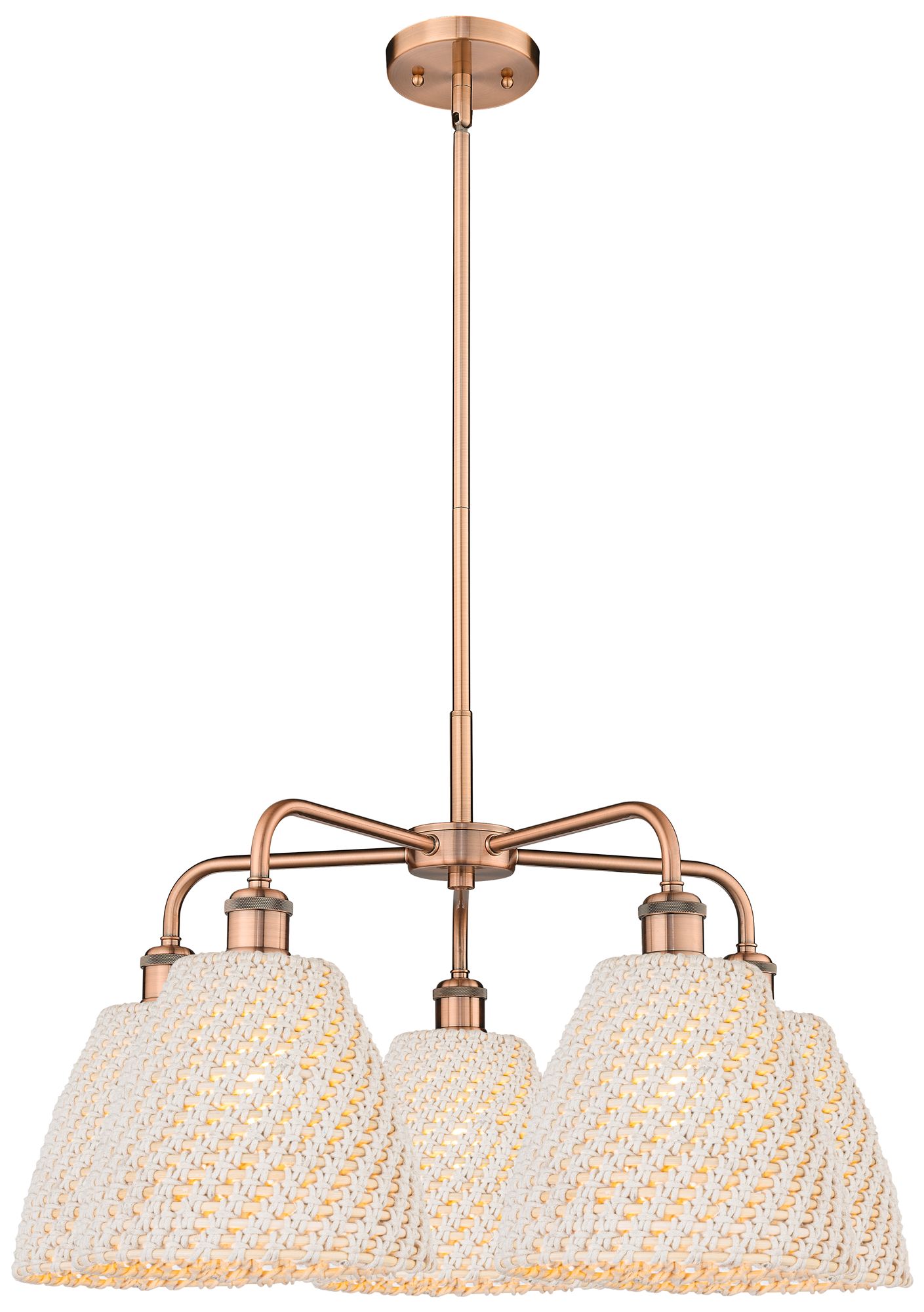 Ballston Bristol Natural 28"W 5 Light Copper Stem Hung Chandelier