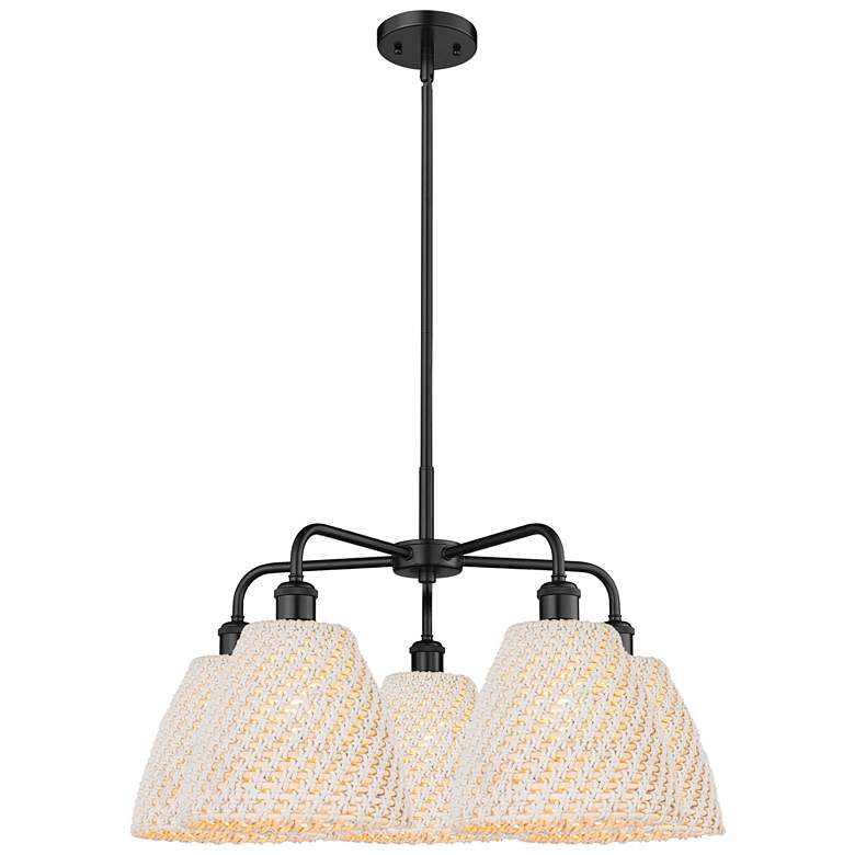 Image 1 Ballston Bristol Natural 28"W 5 Light Matte Black Stem Hung Chandelier