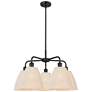 Ballston Bristol Natural 28"W 5 Light Matte Black Stem Hung Chandelier