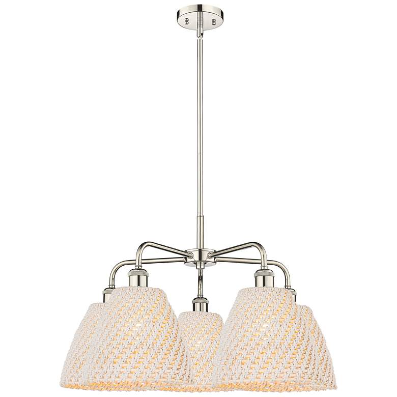 Image 1 Ballston Bristol Natural 28"W 5 Light Polished Nickel Stem Chandelier