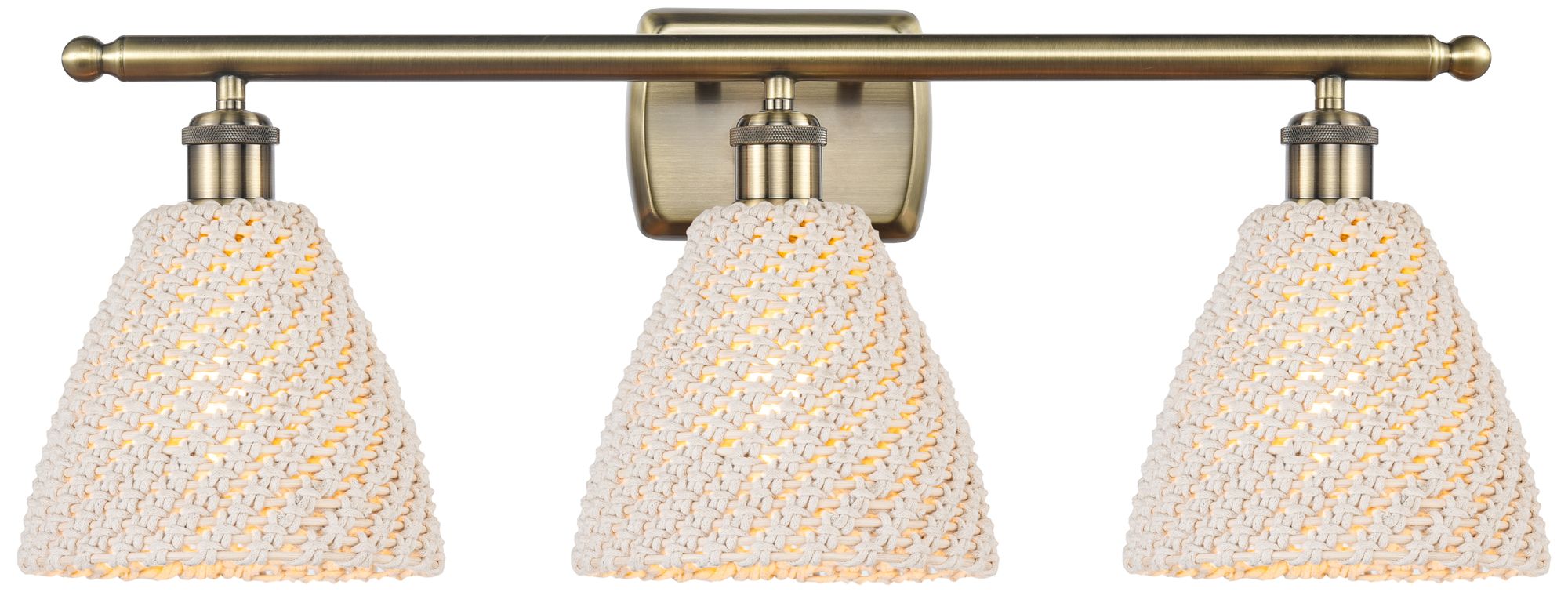 Ballston Bristol Natural 28" Wide 3 Light Antique Brass Vanity Light