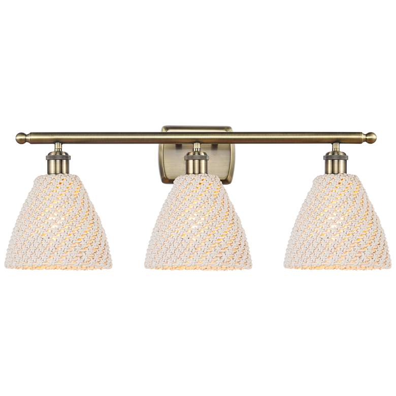 Image 1 Ballston Bristol Natural 28" Wide 3 Light Antique Brass Vanity Light